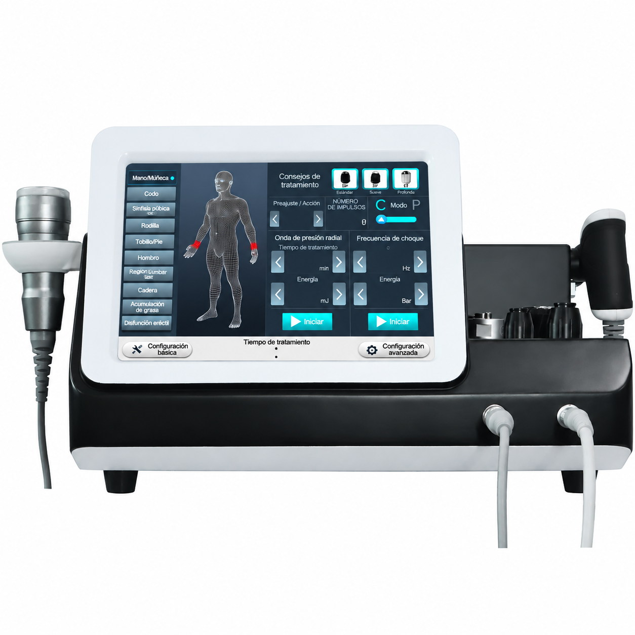 Máquina de terapia 2 en 1 con ondas de choque y ultrasonido para rehabilitación musculoesquelética